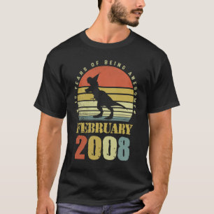 15 Years Old Dinosaur February Since 2008 15th Bir T-Shirt