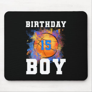 15 Years Old Kids 15th Birthday Boy Birthday baske Mouse Pad