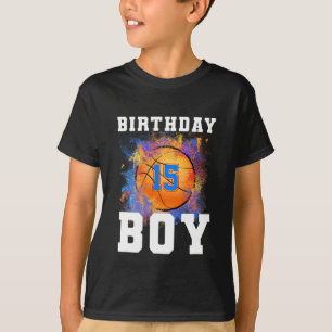 15 Years Old Kids 15th Birthday Boy Birthday baske T-Shirt