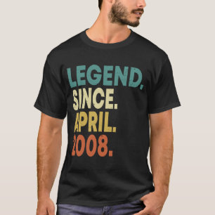 15 Years Old Legend Since April 2008 15th Birthday T-Shirt