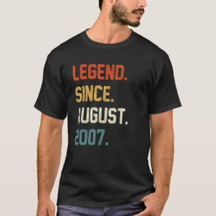 15 Years Old Legend Since August 2007 15th Birthd T-Shirt