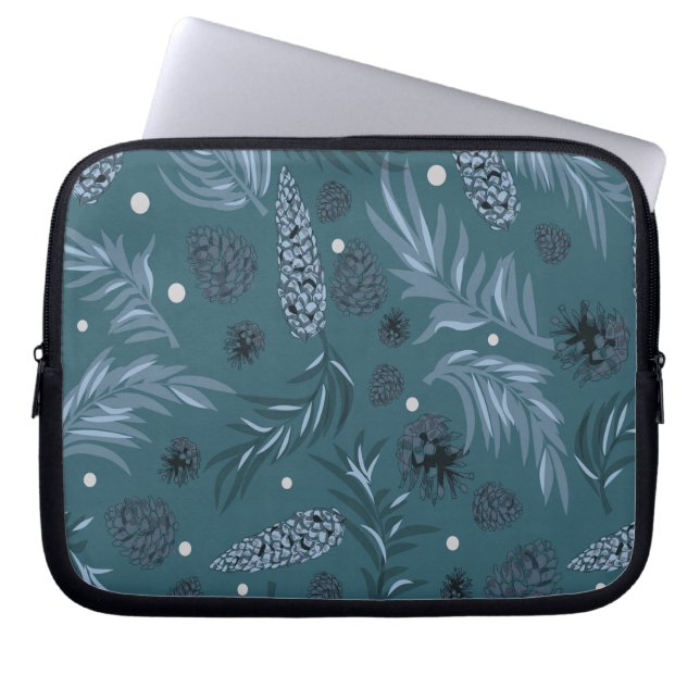 15Christmas Pattern, Pine Snow 12 Laptop Sleeve (Front)