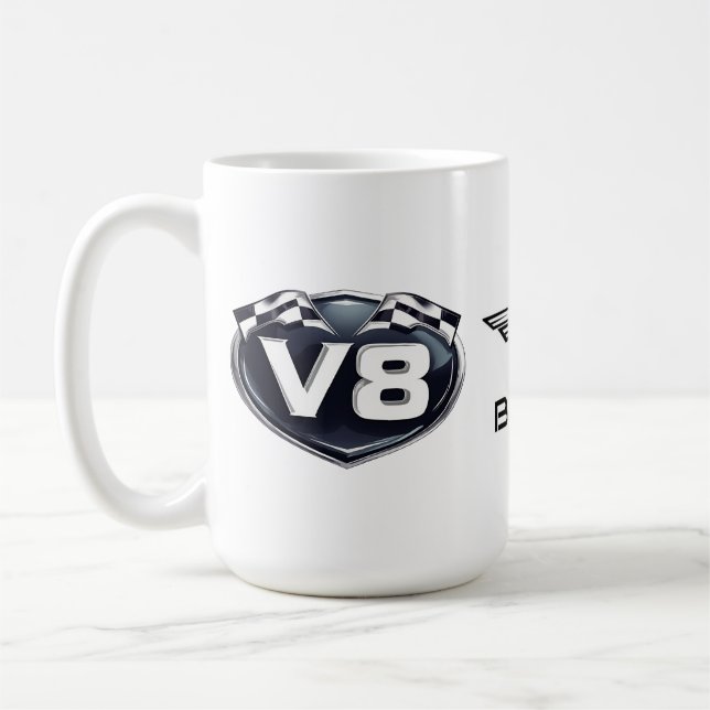 15oz Coffee Mug V8 Logo & Horse Wings (Left)