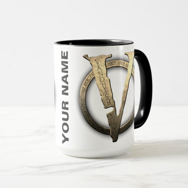 15oz CUSTOM "V" w/Name Coffee Mug (Front Right)