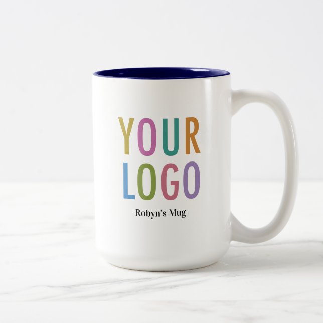 15oz Navy Blue Inner Logo Mug Custom Name Business (Right)