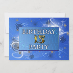 15th Abstract lights Birthday party invitation