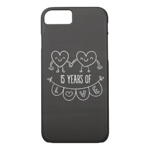 15th Anniversary Gift Chalk Hearts Case-Mate iPhone Case