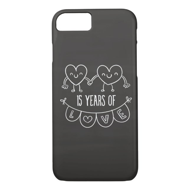 15th Anniversary Gift Chalk Hearts Case-Mate iPhone Case (Back)