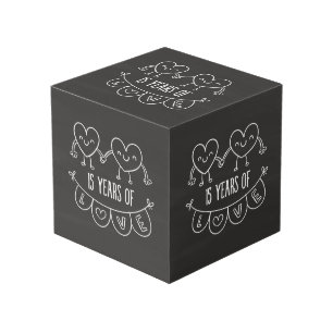 15th Anniversary Gift Chalk Hearts Cube