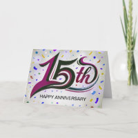 15th Anniversary Text With Party Confetti