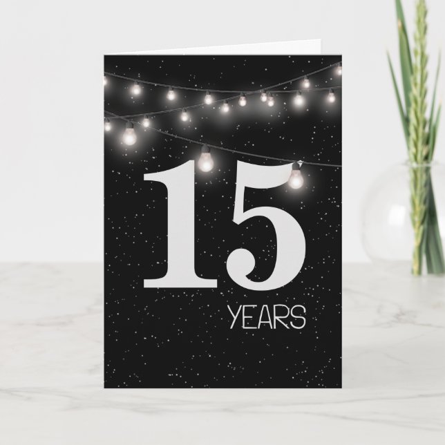 15th Anniversary with Lights and Stars Card (Front)