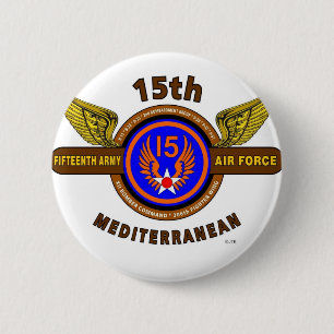 15TH ARMY AIR FORCE "ARMY AIR CORPS" WW II 6 CM ROUND BADGE