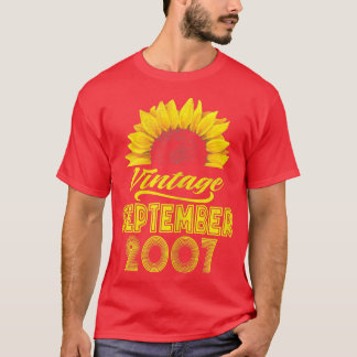 15th Birthday Apparel Sunflower Vintage September  T-Shirt