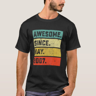 15th Birthday Awesome Since May 2007 15 Years Old T-Shirt