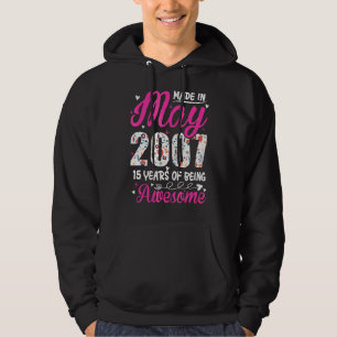 15th Birthday Awesome Since May 2007 Floral Hoodie