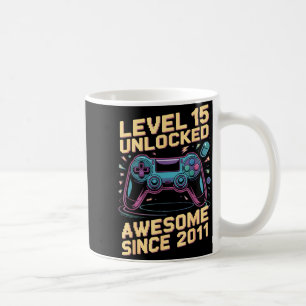 15th Birthday Boy Gift Level 15 Gamer 2011 15 Year Coffee Mug