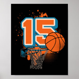 15th Birthday Boy Sketll Player Sketll 15 Years Ol Poster