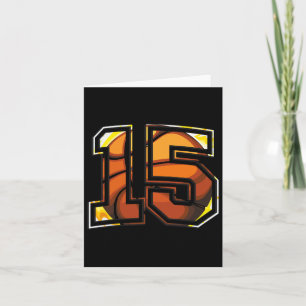 15th Birthday Bysketbyll Gift For Player Number 15 Card