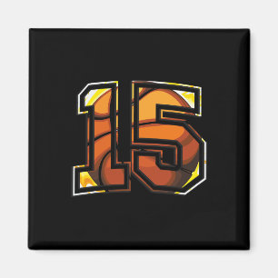 15th Birthday Bysketbyll Gift For Player Number 15 Magnet