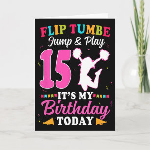 15th Birthday Cheerleading Girl 15 Year Old Cheerl Card