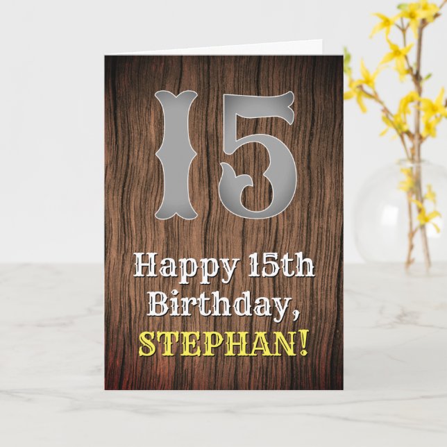 15th Birthday: Country Western Inspired Look, Name Card (Yellow Flower)