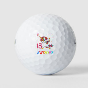 15th Birthday Dabbing Unicorn Party Gift 15 Years Golf Balls