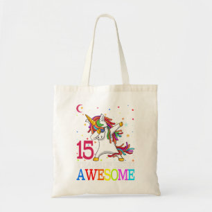 15th Birthday Dabbing Unicorn Party Gift 15 Years Tote Bag