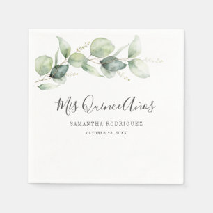 15th Birthday Eucalyptus Greenery Quinceanera Napkin