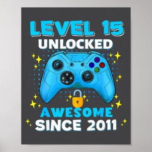 15th Birthday For Boys 15 Years Birthday Kids Poster