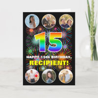 15th Birthday: Fun Rainbow #, Custom Name & Photos