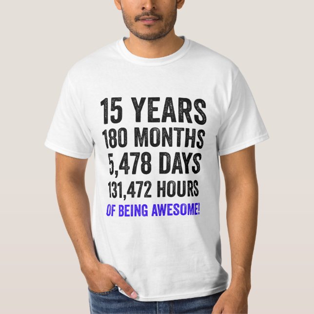15th Birthday // Funny Boy’s Birthday Countdown T-Shirt (Front)