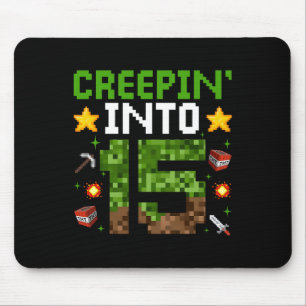15th Birthday Gamer Pixel Creepin’ Into 15 Video G Mouse Pad