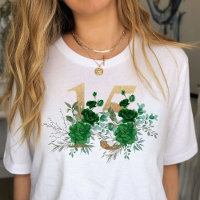 15th Birthday Gold Floral Number 15 Green Rose