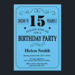 15th Birthday Invitation Black and Blue<br><div class="desc">15th Birthday Invitation Black and Blue Typography. Black and Blue Background. Kids Birthday. Male Men or Women Birthday. Kids Boy or Girl Lady Teen Teenage Bday Invite. 13th 15th 16th 18th 20th 21st 30th 40th 50th 60th 70th 80th 90th 100th. Any Age. For further customisation, please click the "Customise it"...</div>