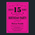 15th Birthday Invitation Black and Hot Pink<br><div class="desc">15th Birthday Invitation Black and Hot Pink Typography. Black and Hot Pink Background. Kids Birthday. Male Men or Women Birthday. Kids Boy or Girl Lady Teen Teenage Bday Invite. 13th 15th 16th 18th 20th 21st 30th 40th 50th 60th 70th 80th 90th 100th. Any Age. For further customisation, please click the...</div>