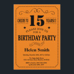 15th Birthday Invitation Black and Orange<br><div class="desc">15th Birthday Invitation Black and Orange Typography. Black and Orange Background. Kids Birthday. Male Men or Women Birthday. Kids Boy or Girl Lady Teen Teenage Bday Invite. 13th 15th 16th 18th 20th 21st 30th 40th 50th 60th 70th 80th 90th 100th. Any Age. For further customisation, please click the "Customise it"...</div>