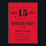 15th Birthday Invitation Black and Red<br><div class="desc">15th Birthday Invitation Black and Red Typography. Black and Red Background. Kids Birthday. Male Men or Women Birthday. Kids Boy or Girl Lady Teen Teenage Bday Invite. 13th 15th 16th 18th 20th 21st 30th 40th 50th 60th 70th 80th 90th 100th. Any Age. For further customisation, please click the "Customise it"...</div>