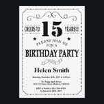 15th Birthday Invitation Black and White<br><div class="desc">15th Birthday Invitation Black and White Typography. Black and White Background. Kids Birthday. Male Men or Women Birthday. Kids Boy or Girl Lady Teen Teenage Bday Invite. 13th 15th 16th 18th 20th 21st 30th 40th 50th 60th 70th 80th 90th 100th. Any Age. For further customisation, please click the "Customise it"...</div>