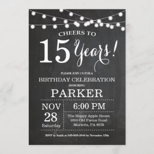 15th Birthday Invitation Chalkboard