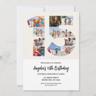 15th Birthday Invitation - Number 15