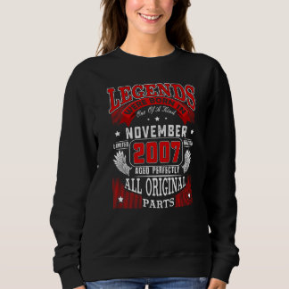 15th Birthday Legends Born In November 2007 15 Yea Sweatshirt