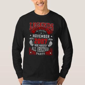 15th Birthday Legends Born In November 2007 15 Yea T-Shirt