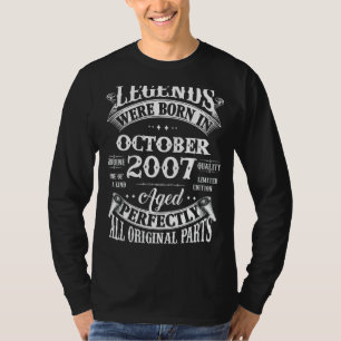 15th Birthday  Legends Born In October 2007 15 Yrs T-Shirt