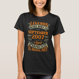 15th Birthday  Legends Born In September 2007 15 Y T-Shirt