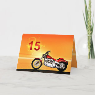 15th birthday Motorcycle sunset Card