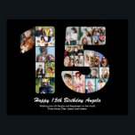 15th Birthday Number 15 Custom Photo Collage Poster<br><div class="desc">Mark years of wonderful memories and adventures with this captivating 15th Birthday Number Photo Collage. This customisable template is the perfect blend of creativity and sentiment, allowing you to create a truly memorable and personalised gift for your loved one's special day. Capture the essence of incredible years in a single...</div>