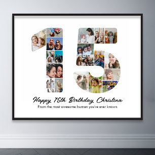 15th Birthday Number 15 Photo Collage Picture Poster