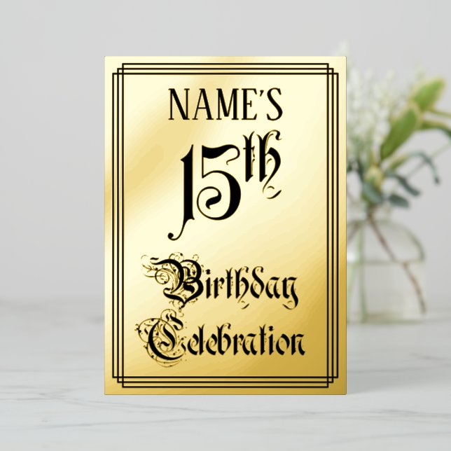 15th Birthday Party — Elegant Script + Custom Name (Standing Front)