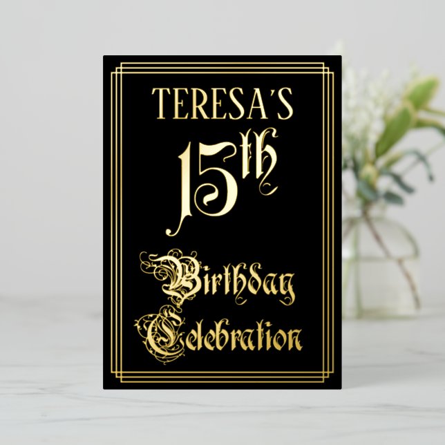 15th Birthday Party — Fancy Script & Custom Name (Standing Front)