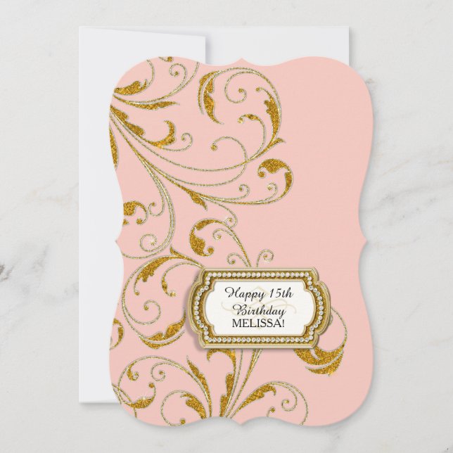 15TH Birthday Party Glam Old Hollywood Regency Invitation (Front)